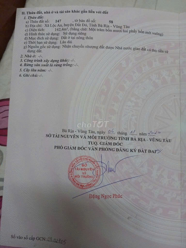BÁN ĐẤT NGANG 7 VEN BIỂN LỘC AN 1 TỶ 7 !
