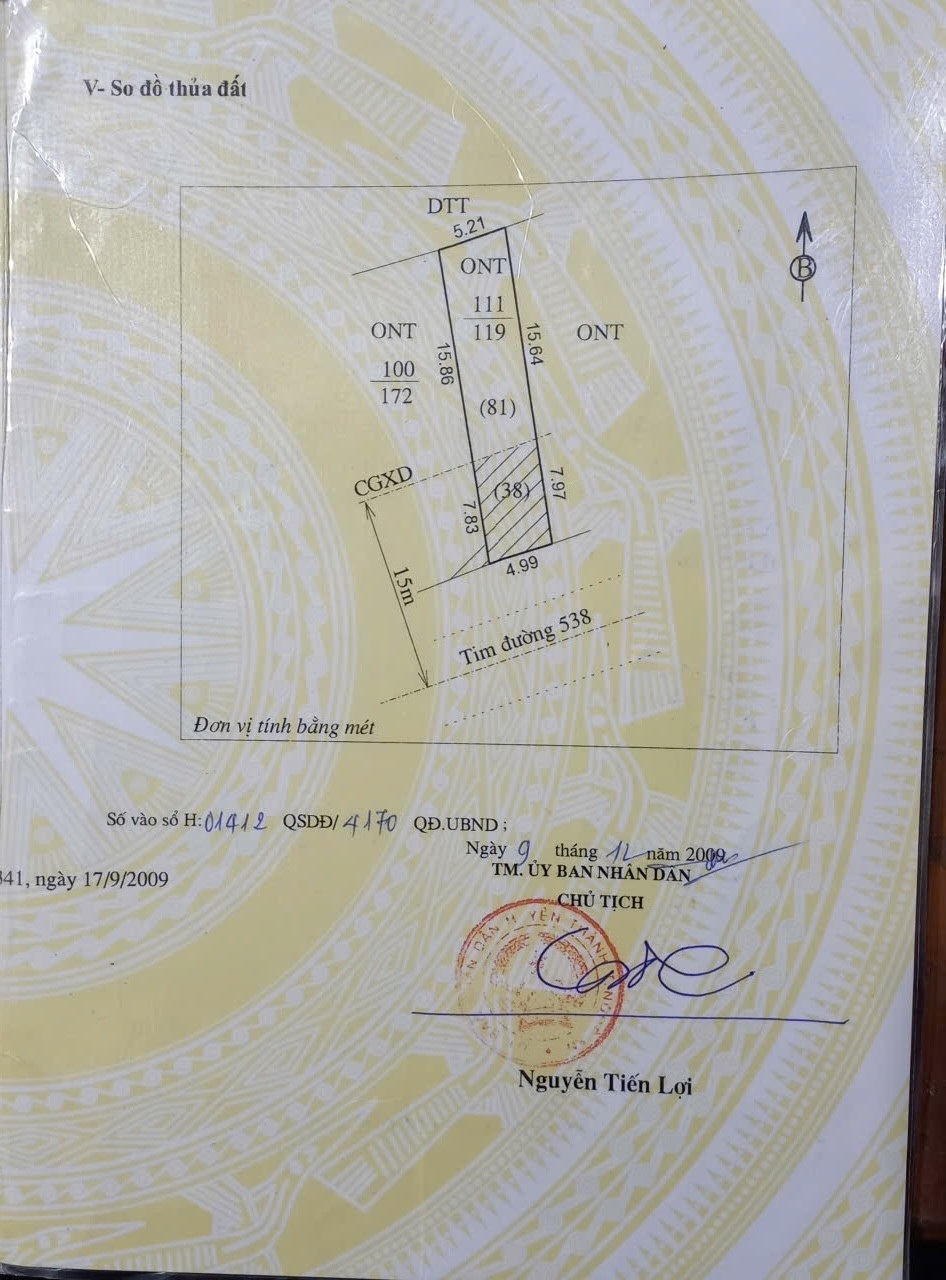 Bán Đất 119m² thổ cư 81m² giá 4.8 tỷ tại Đường Tỉnh Lộ 538 Xã Yên Thành Nghệ An