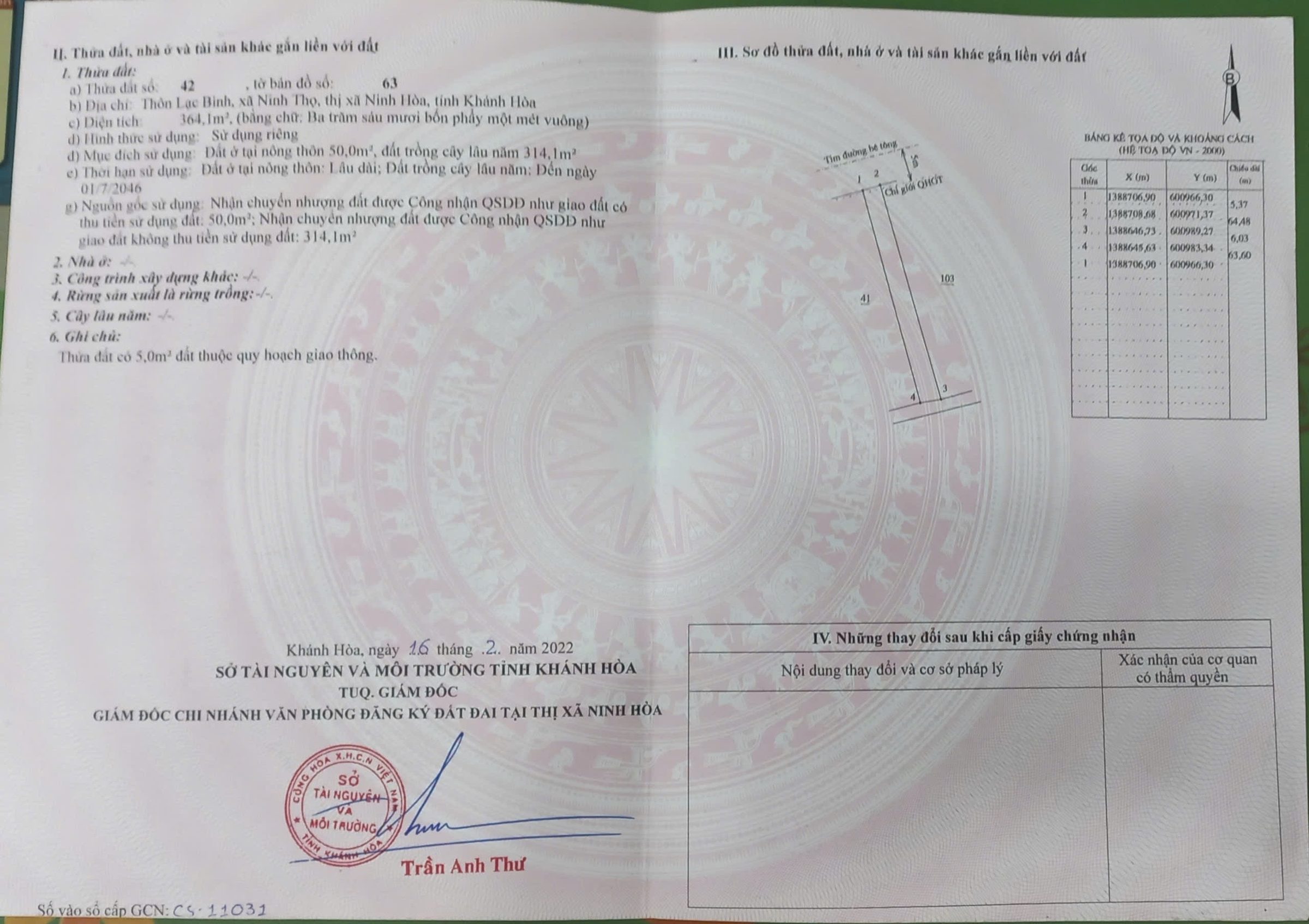 Bán lô đất Ninh Thọ đường nhựa( Bắc Ninh Hoà), gần trường tiểu học