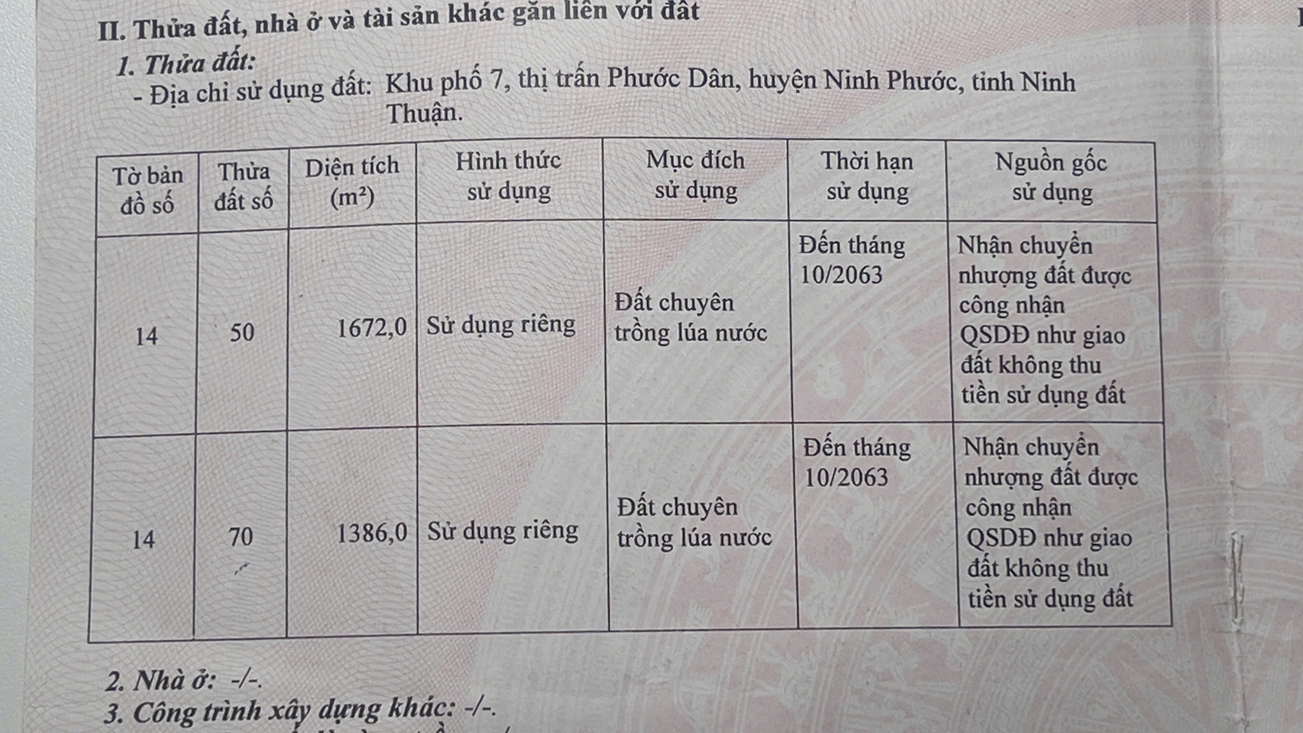 Bán đất lúa nước ngay trục đường 703 Thị Trấn Phước Dân
