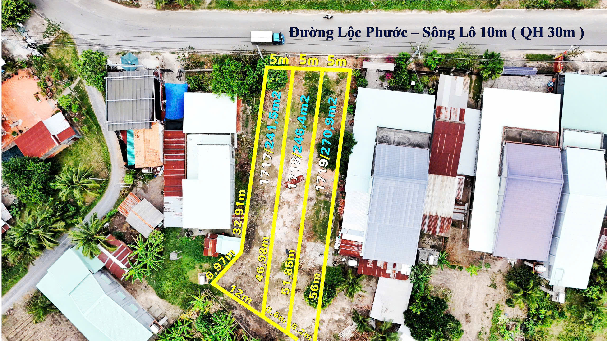 Chính chủ cần bán 2 lô đất mặt tiền Lộc Phước- Sông Lô. Gía: 1 tỷ 350 TL