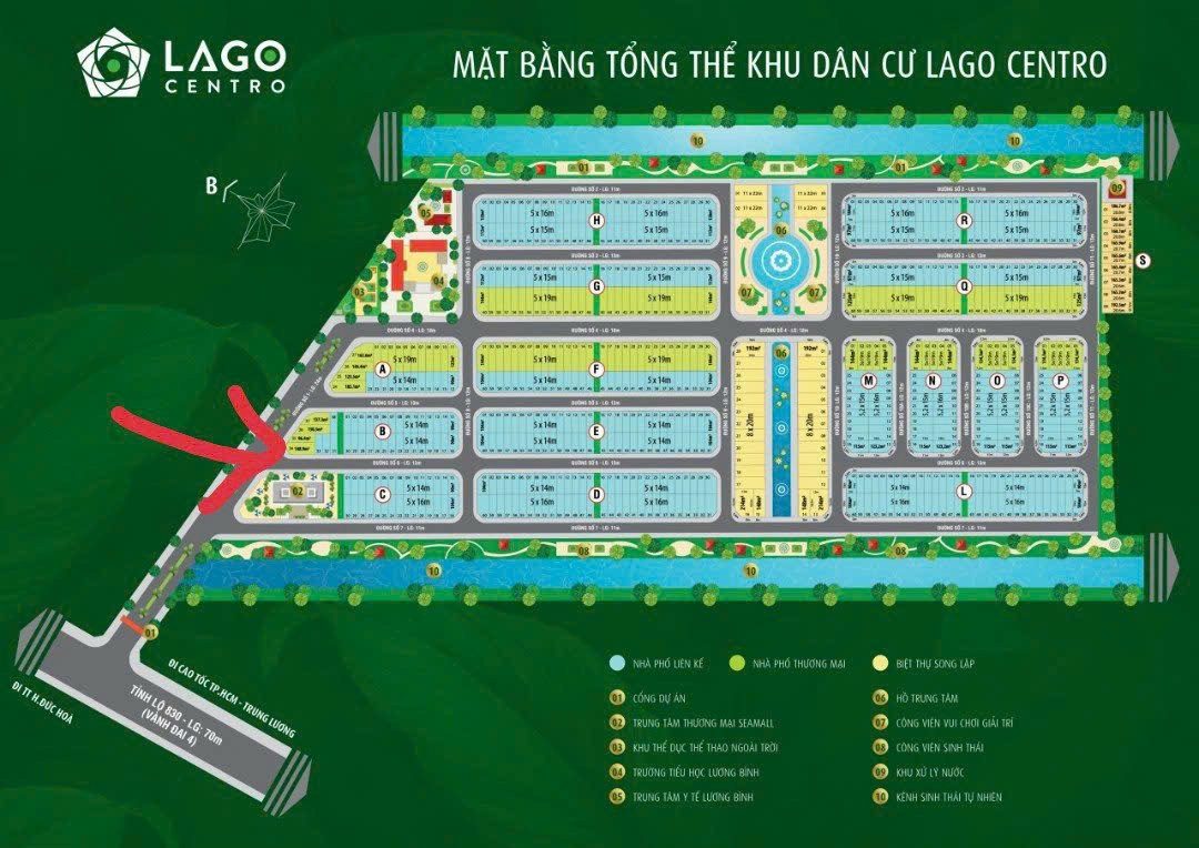 Bán gấp nền góc 149m2 KDC Lago Center, mặt tiền TL824, Lương Bình, Bến Lức, Long An