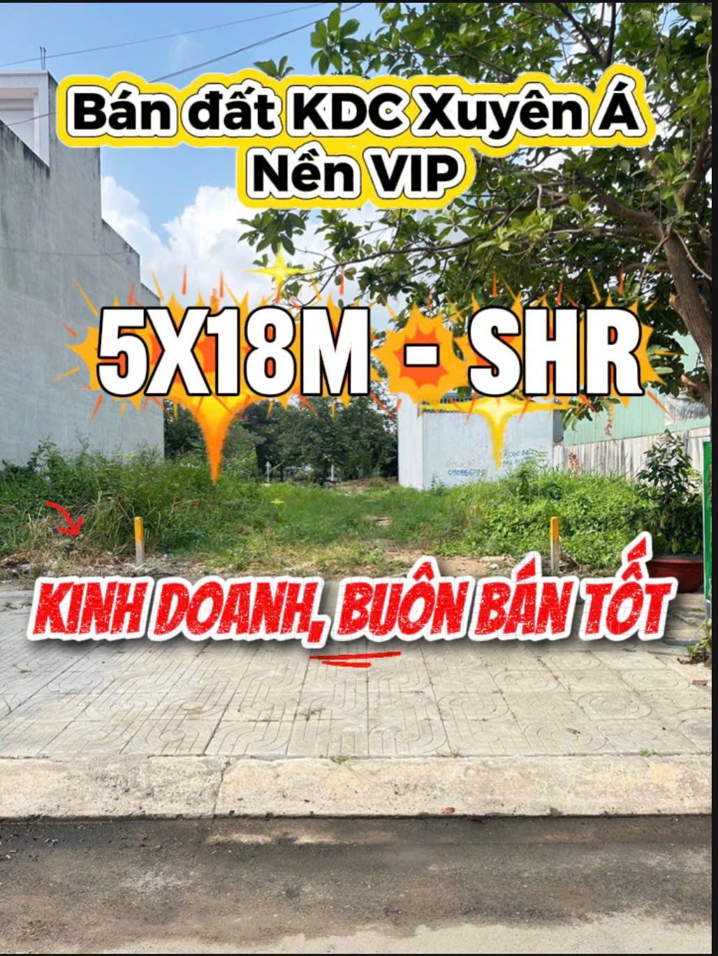 Bán đất KDC Xuyên Á ngay chợ, đường rộng 22m buôn bán sầm uất | DT 5x18m