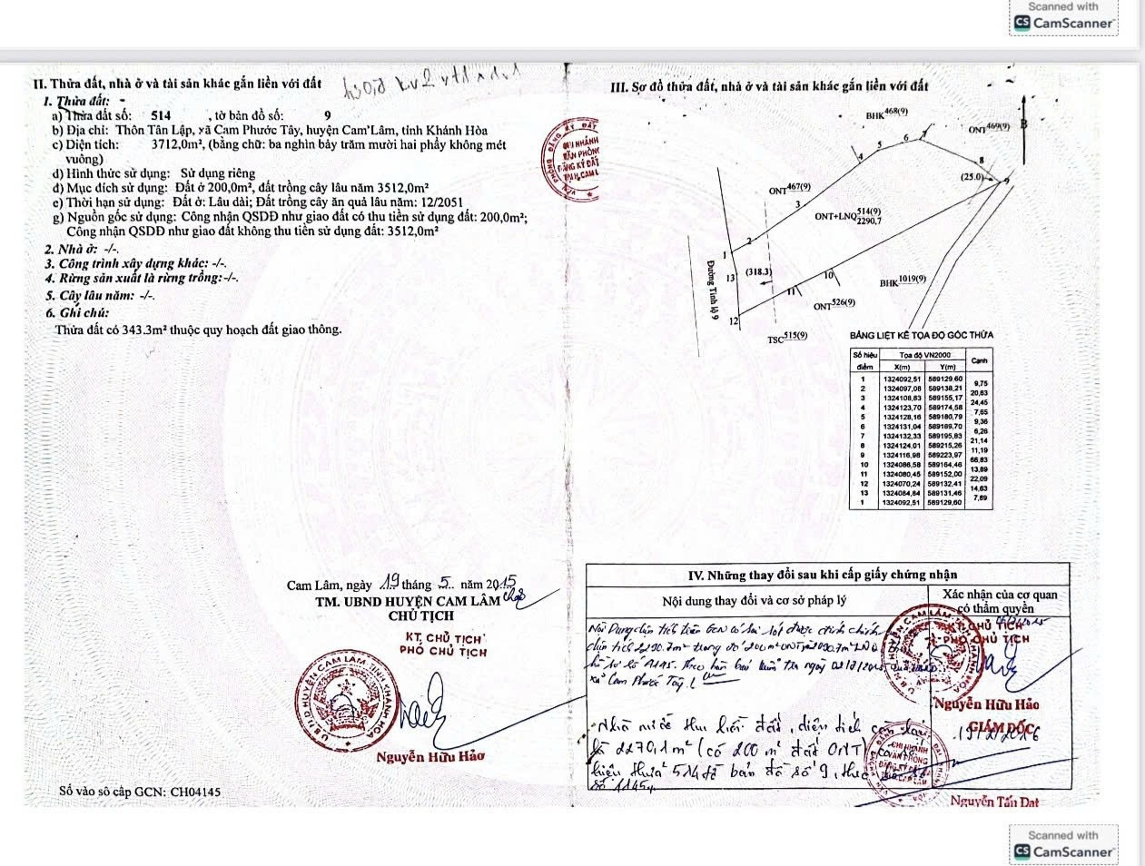 ĐẦU TƯ SINH LỜI - Bán Đất Mặt Tiền Đường Tỉnh Lộ 9, Cam Phước Tây, Cam Lâm, Khánh Hoà