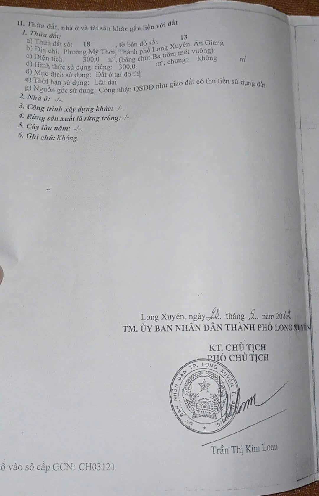 Bán đất thổ cư chính chủ