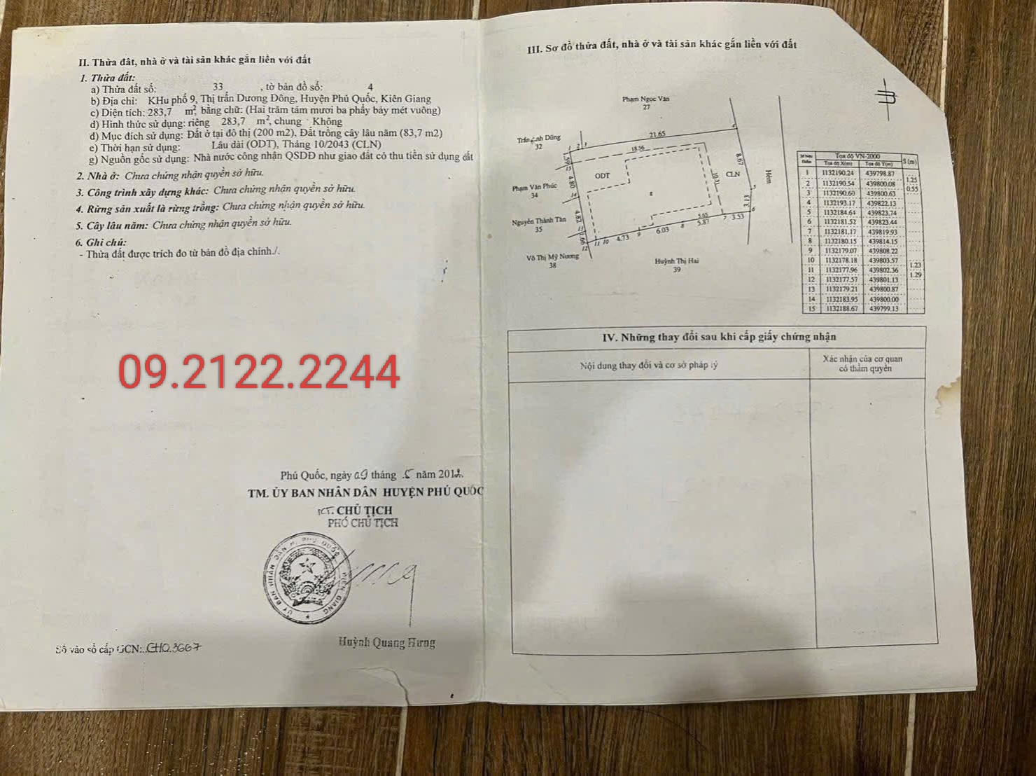 Bán đất 283.7m² ngang 12m giá 4 tỷ ven biển Trần Phú Đặc khu Phú Quốc