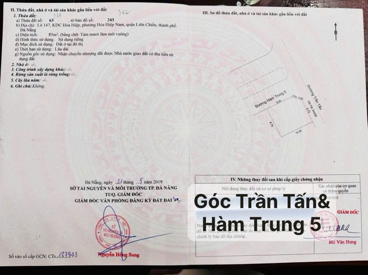 📌📌📌LÀM VIỆC TRỰC TIẾP GIÁ TỐT !!! Bán đất Trần Tấn, Hòa Hiệp Nam
