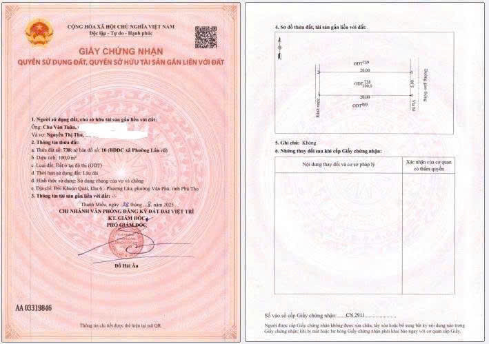Chính chủ Bán đất Vân phú - Phú Thọ.
Full 100m thổ cư
Gần IC7