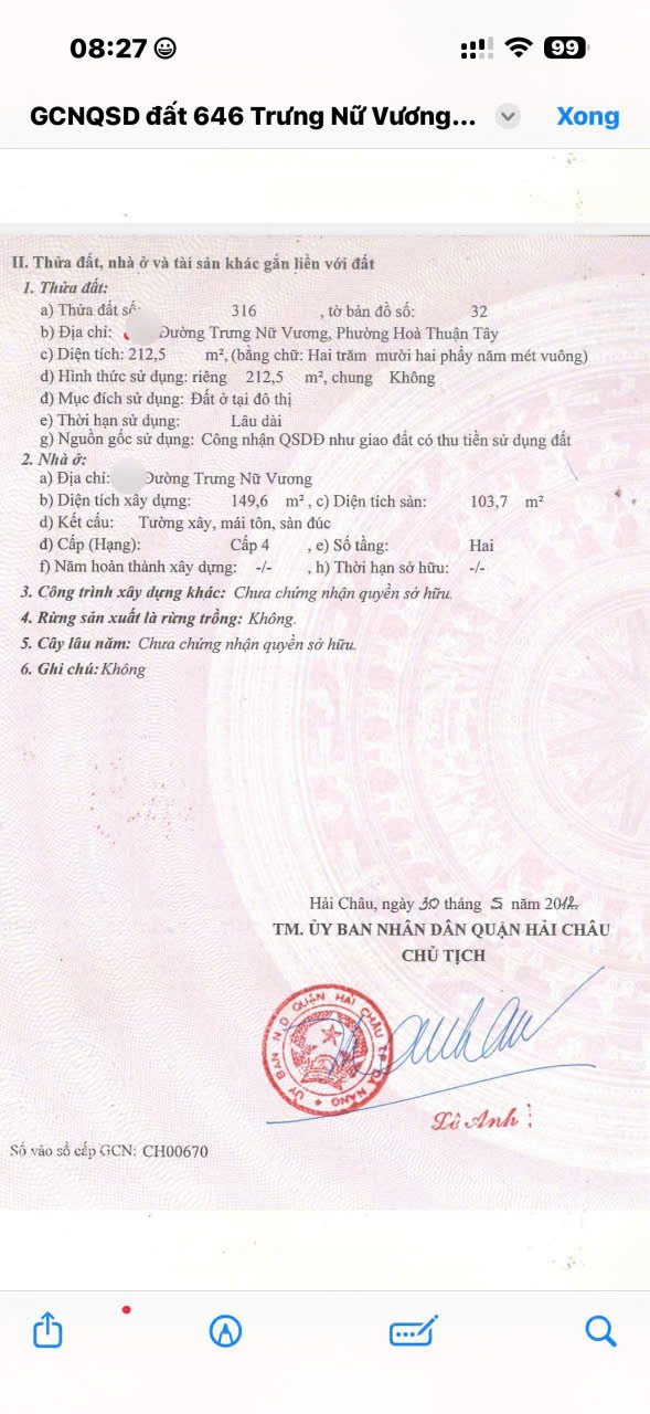 📌📌📌LÀM VIỆC TRỰC TIẾP GIÁ TỐT !!! Bán đất Trưng Nữ Vương, Hòa Thuận Tây
