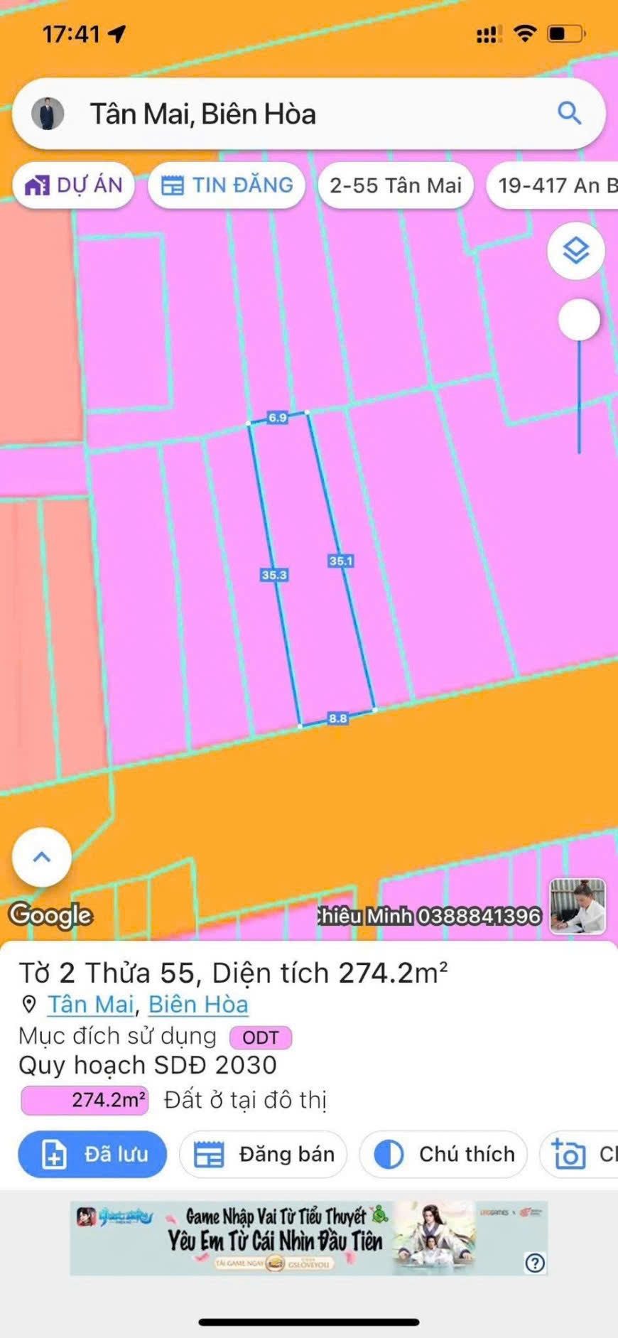 Bán đất 274.2m² full thổ cư ngang 8.8m giá 26 tỷ tại Đường Trương Định Phường Tam Hiệp