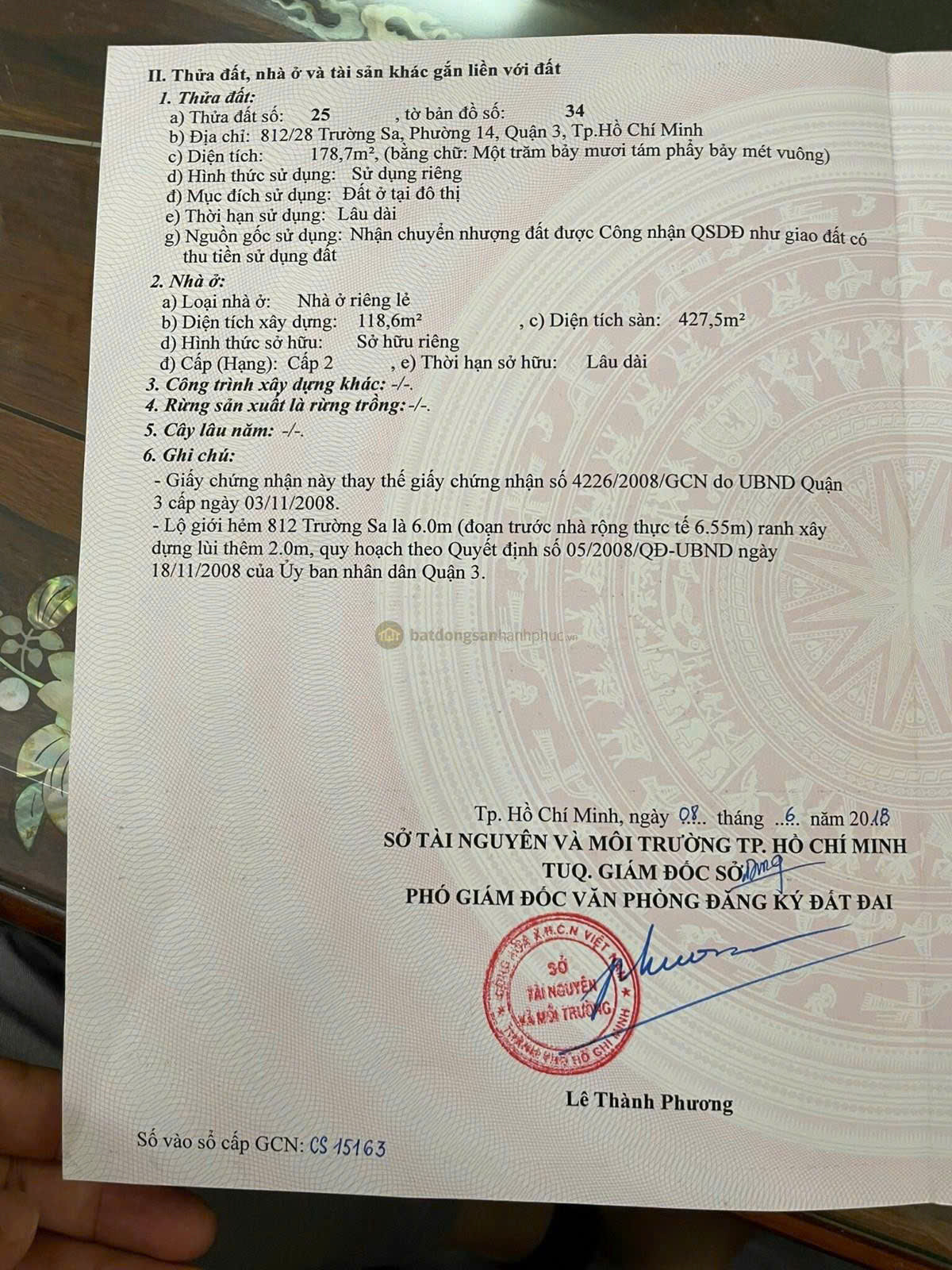 Bán nhà 812/28 Trường Sa, Phường 14 , Quận 3 – Giá 46 tỷ