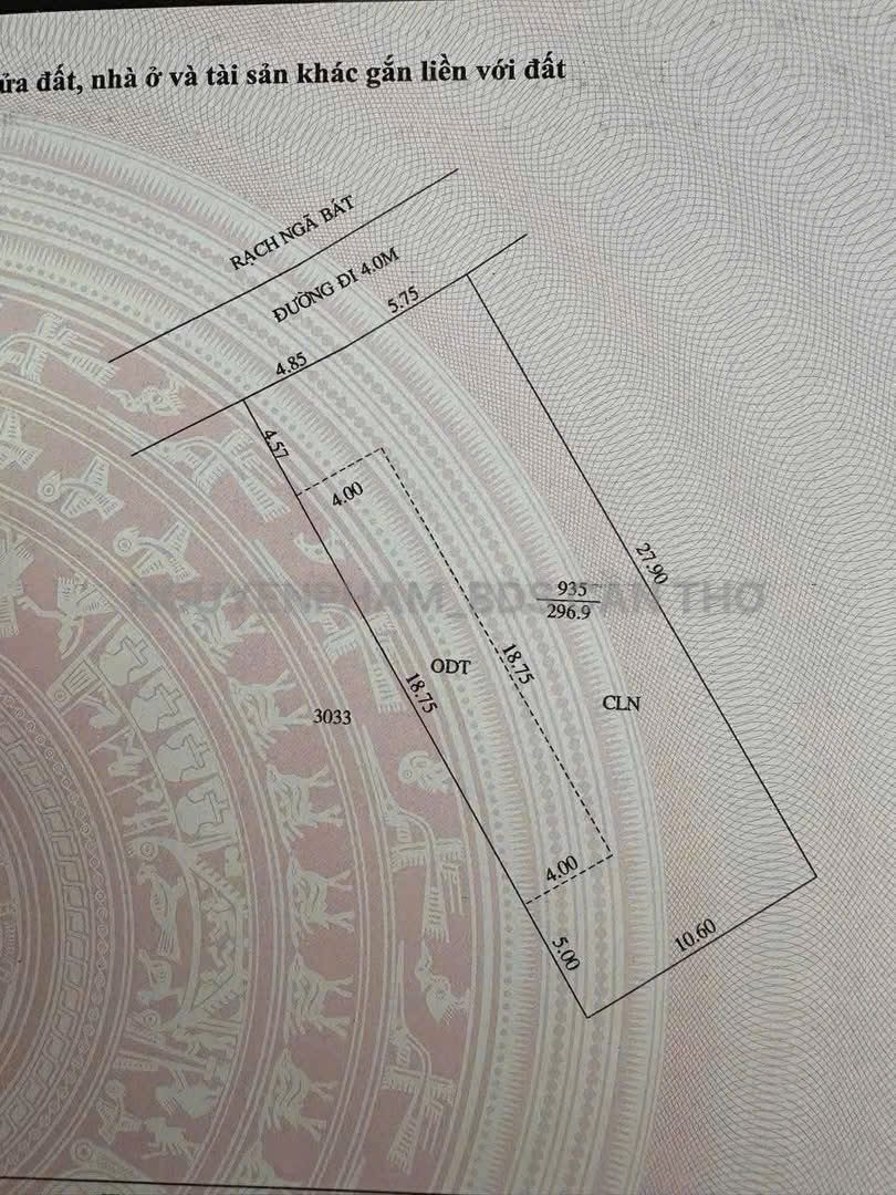 Bán đất 297m² có sẵn 75m² thổ cư ngang 10.6m giá 2.3 tỷ tại Đường Trương Vĩnh Nguyên Phường Cái Răng