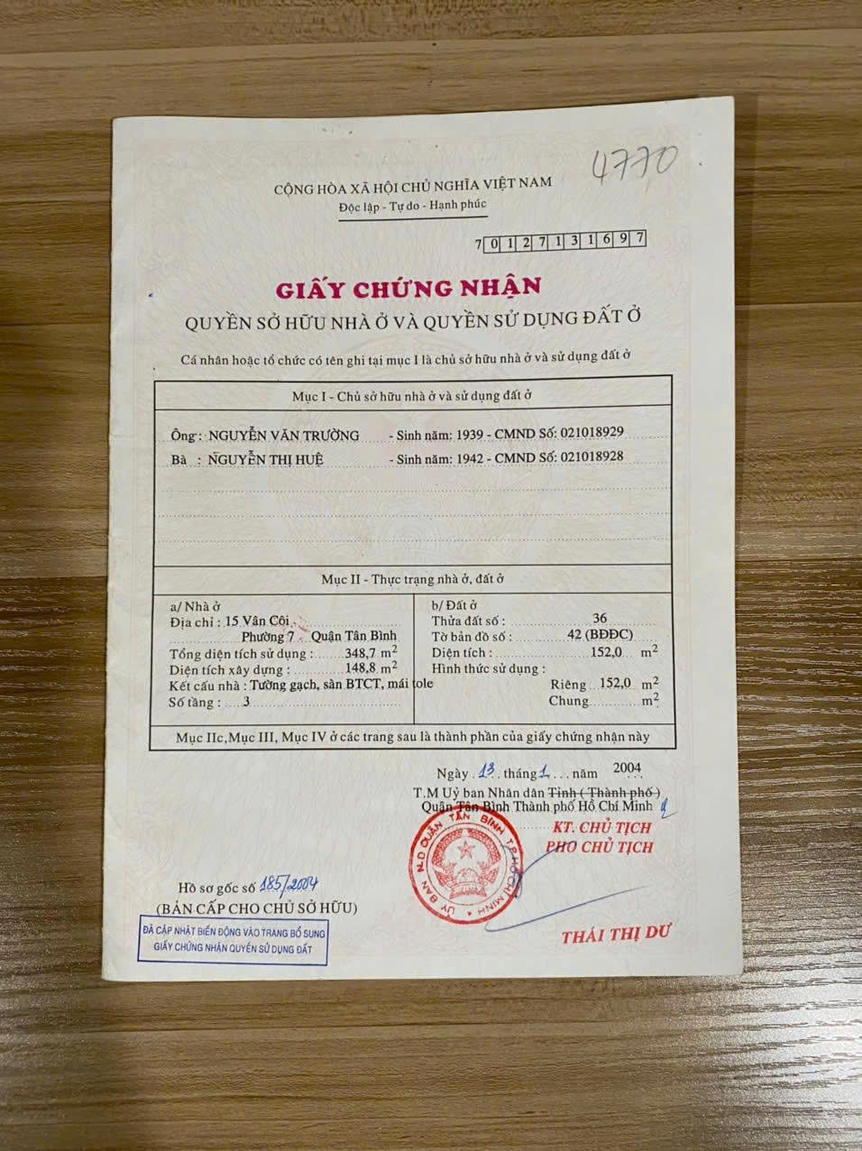 Bán nhà Vân Côi, Phường 7, Quận Tân Bình – Giá 23 tỷ