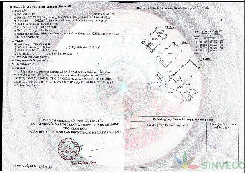 Bán nhà Võ Thị Sáu, Phường Tân Định, Quận 1 – Giá 26,8 tỷ