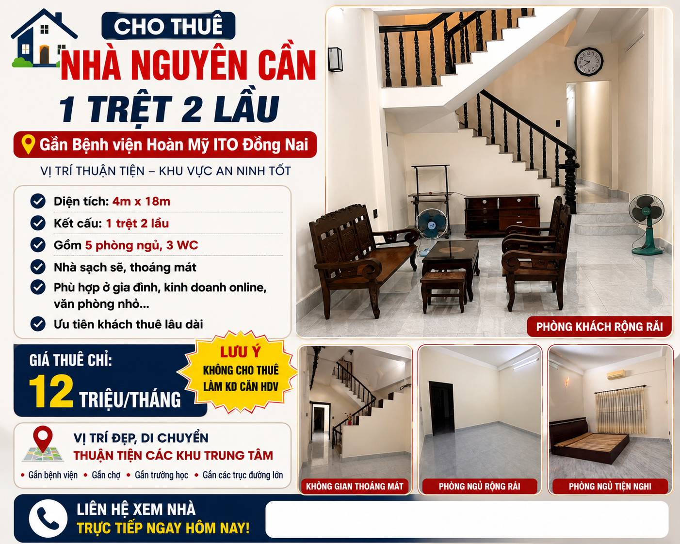 Cho thuê nhà trung tâm Biên Hòa, làm văn phòng, kinh doanh nghề khác