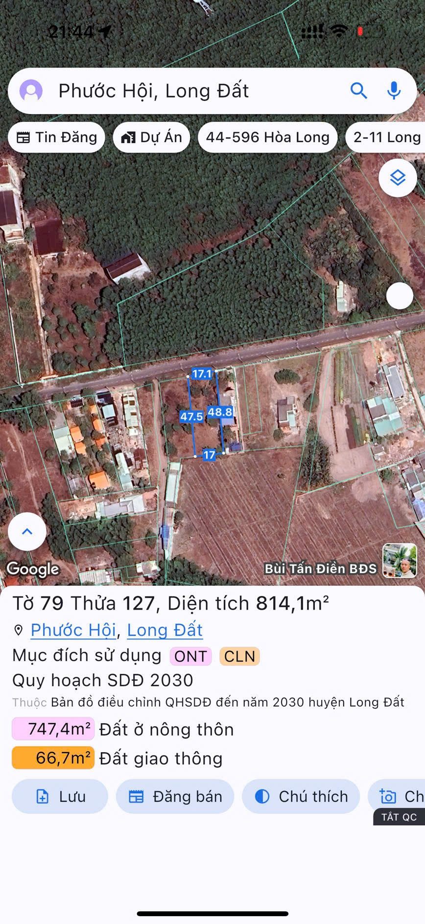 Bán Đất 814m² thổ cư 100m² giá 7 tỷ tại Đường Võ Văn Kiệt Thị trấn Phước Hải Huyện Đất Đỏ Bà Rịa - Vũng Tàu