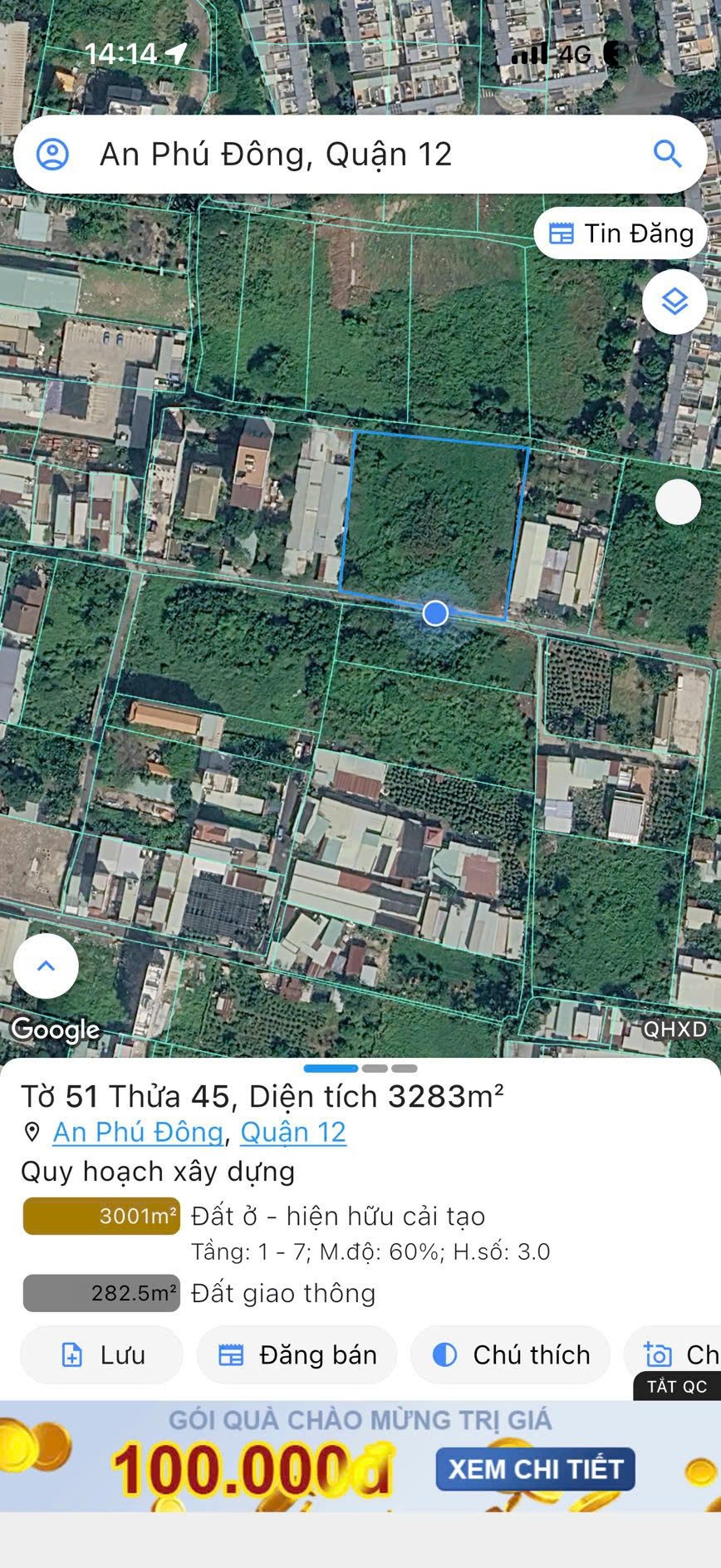 SẴN PHƯƠNG ÁN 25 NỀN – 3.280M² ĐẤT FULL THỔ CƯ AN PHÚ ĐÔNG Q12 – GIÁ ĐẦU TƯ 165 TỶ