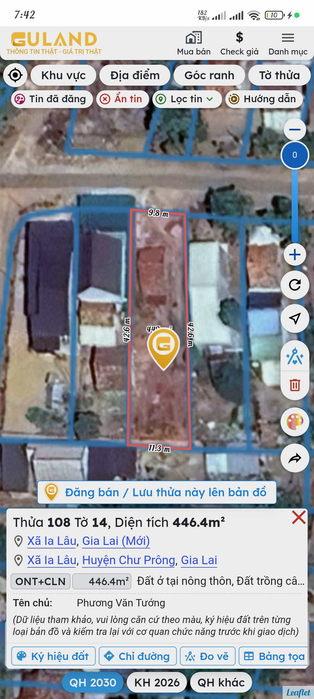 Bán đất 446.4m² full thổ cư ngang 10m giá 350 triệu tại Đường Xã Ia Lâu Xã Ia Lâu