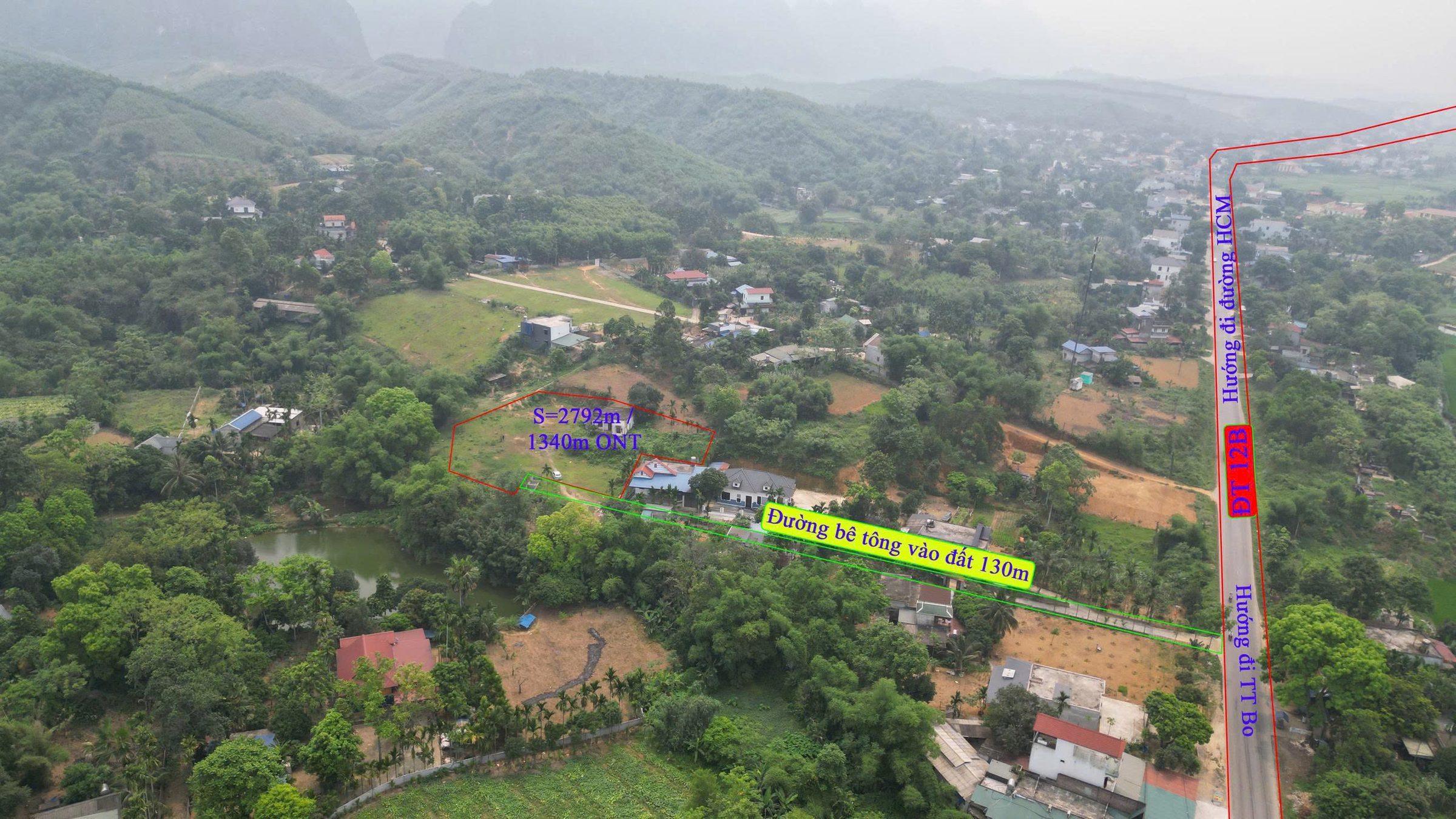 Đất Kim Bôi Hòa Bình gần đường 12B giá chỉ hơn 1tr/m