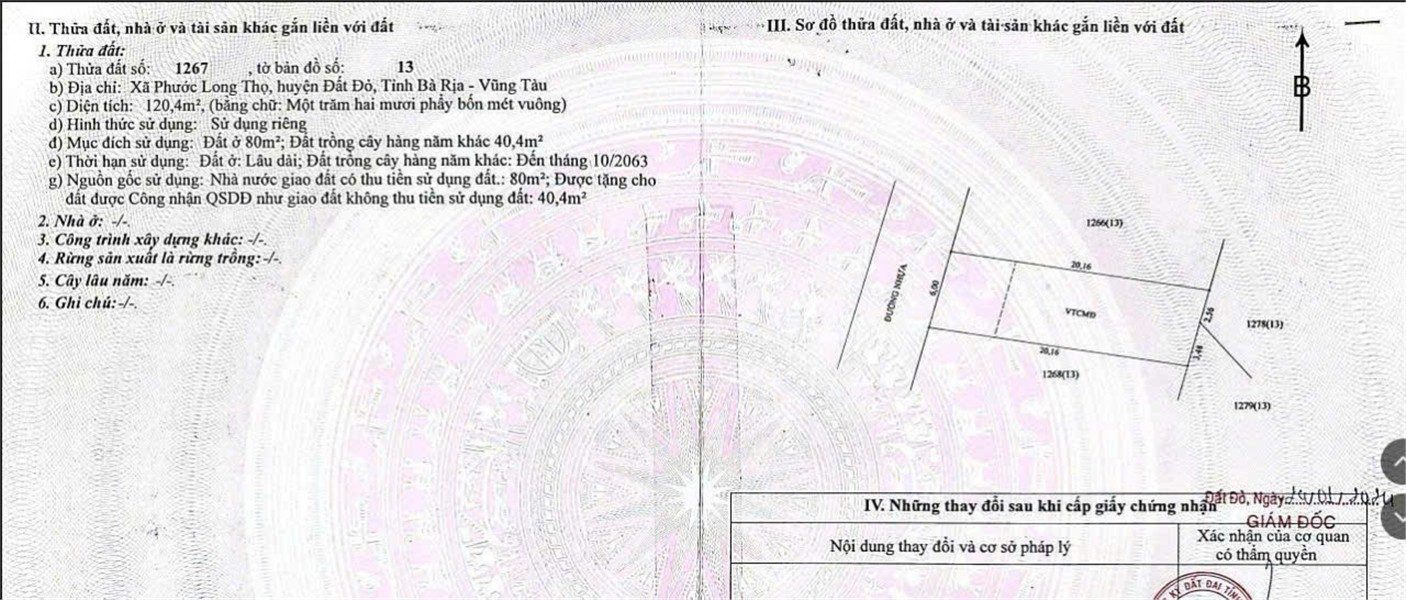 ĐẦU TƯ SINH LỜI - Bán Lô Đất MẶT TIỀN đường QL 55 Xã Phước Long, Đất Đỏ, Bà Rịa Vũng Tàu