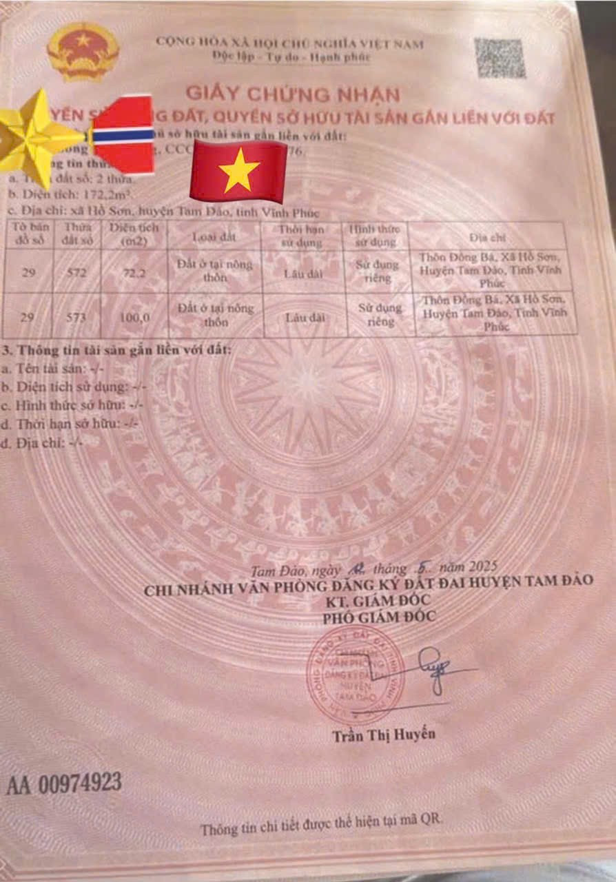 HÀNG HIẾM - Đất Chính Chủ - Mặt Tiền Vị Trí Xã Hồ Sơn, Huyện Tam Đảo, Tỉnh Vĩnh Phúc