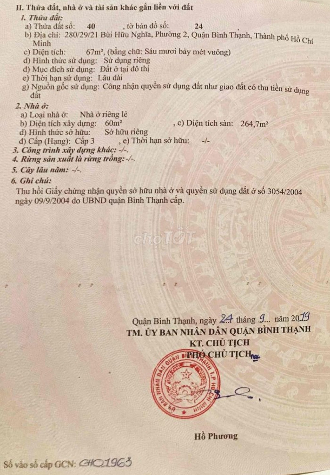 Nhà Đất 280/29/21 Bùi Hữu Nghĩa phường 2 Quận Bình Thạnh