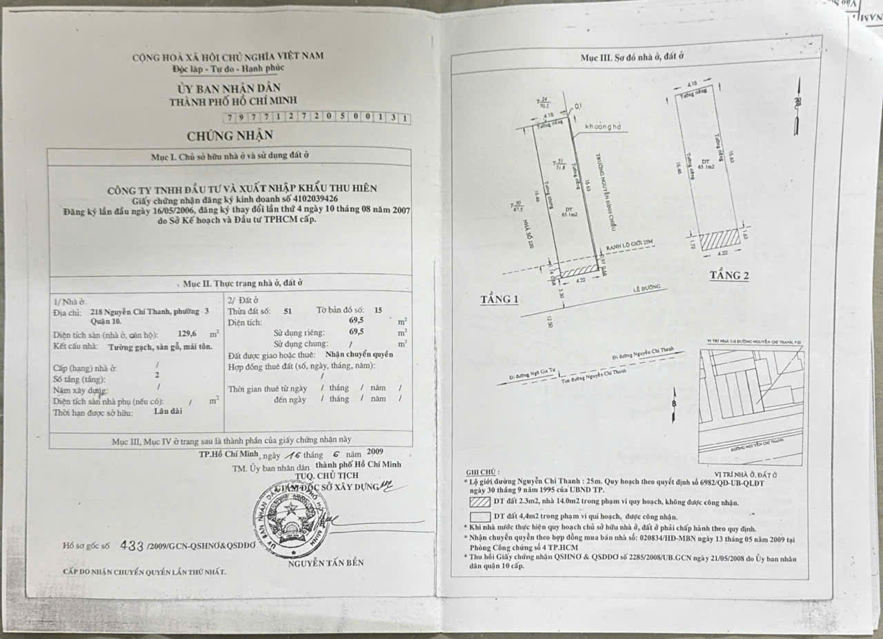 Bán Nhà Mặt Tiền 218 Nguyễn Chí Thanh, P3, Q10