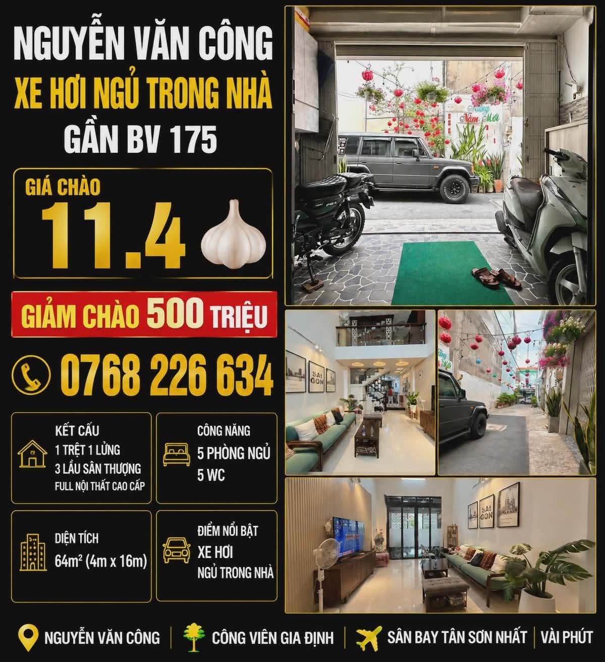 📍 NGUYỄN VĂN CÔNG • XE HƠI NGỦ TRONG NHÀ • GẦN BV 175 • 💰11.4🧄 • 📱0768 226 634