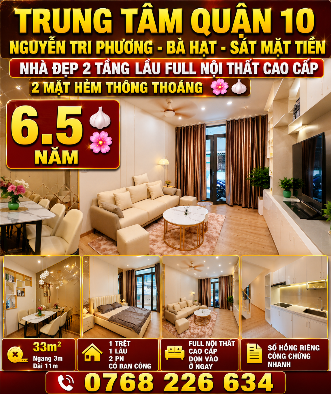 🏩 NGUYỄN DUY DƯƠNG P.4 QUẬN 10. SÁT MẶT TIỀN. 2 MẶT HẺM THÔNG THOÁNG. 💰6.5🧄 Còn TL. 📱0768 226 634