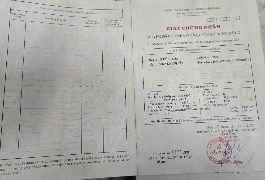 Bán nhà Nguyễn Đình Chiểu, Phường 4, Quận 3 – Giá 90 tỷ