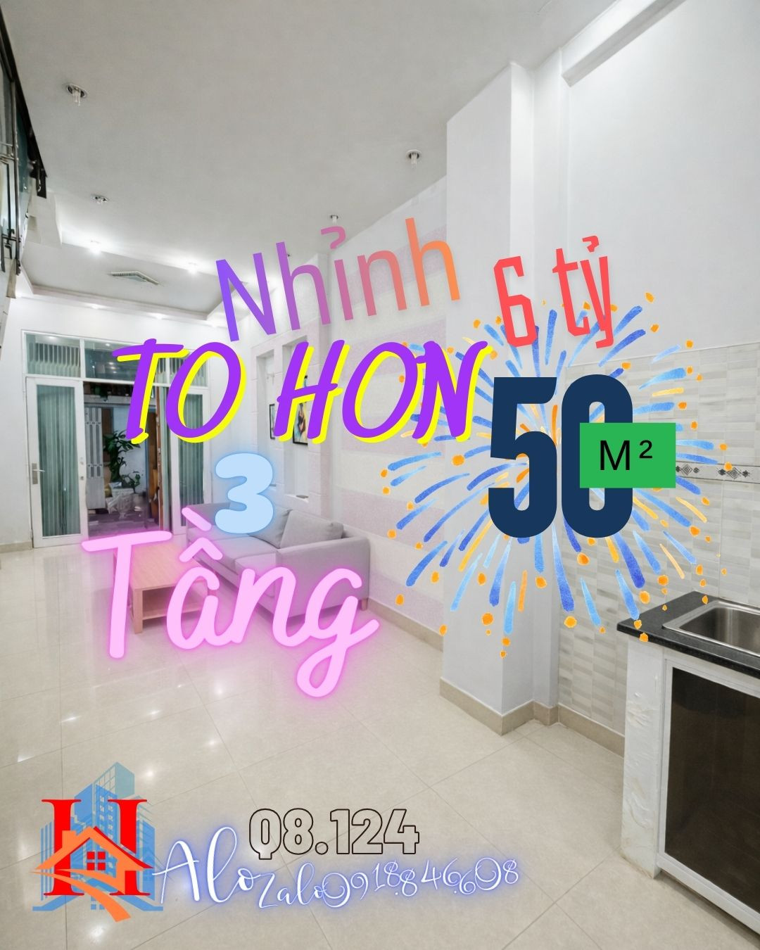 Q.8.124 – NHÀ 3 TẦNG NỞ HẬU, HƠN 50 M2, CHỈ NHỈNH 6 TỶ, CHÁNH HƯNG, GẦN PARCMALL Q8, O918-846-8O8