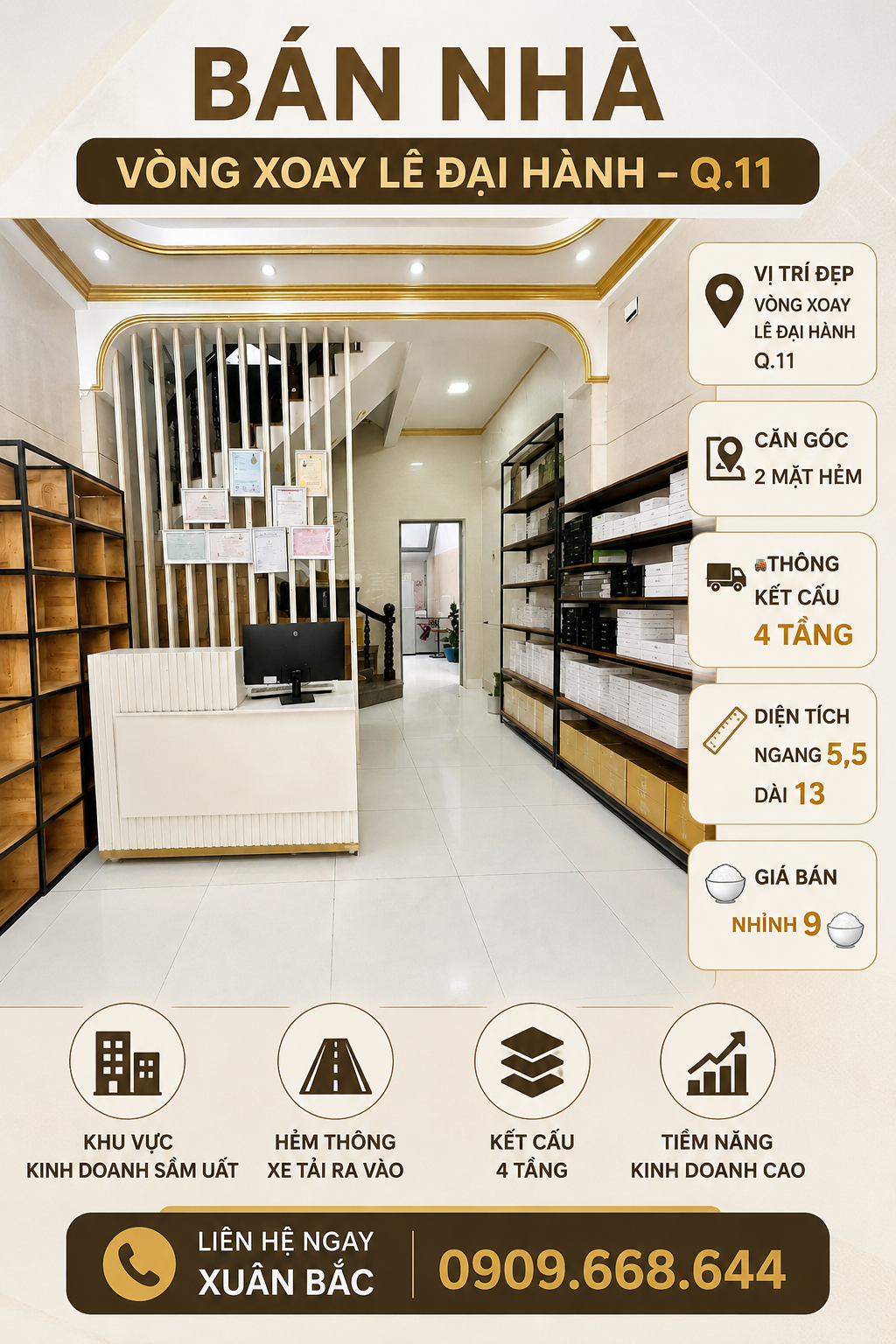 GIÁP CV ĐAM SEN Q.11 - NGANG 5,5 DÀI 13 CĂN GÓC 2 MẶT HẺM 🚛 THÔNG THOÁNG