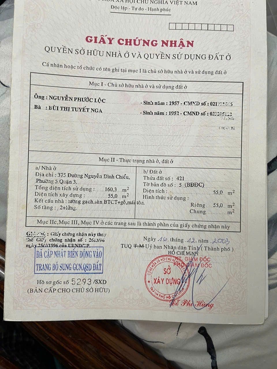 Chính Chủ Bán Nhà Mặt tiền 375 Nguyễn Đình Chiểu – Giá 25,4 tỷ