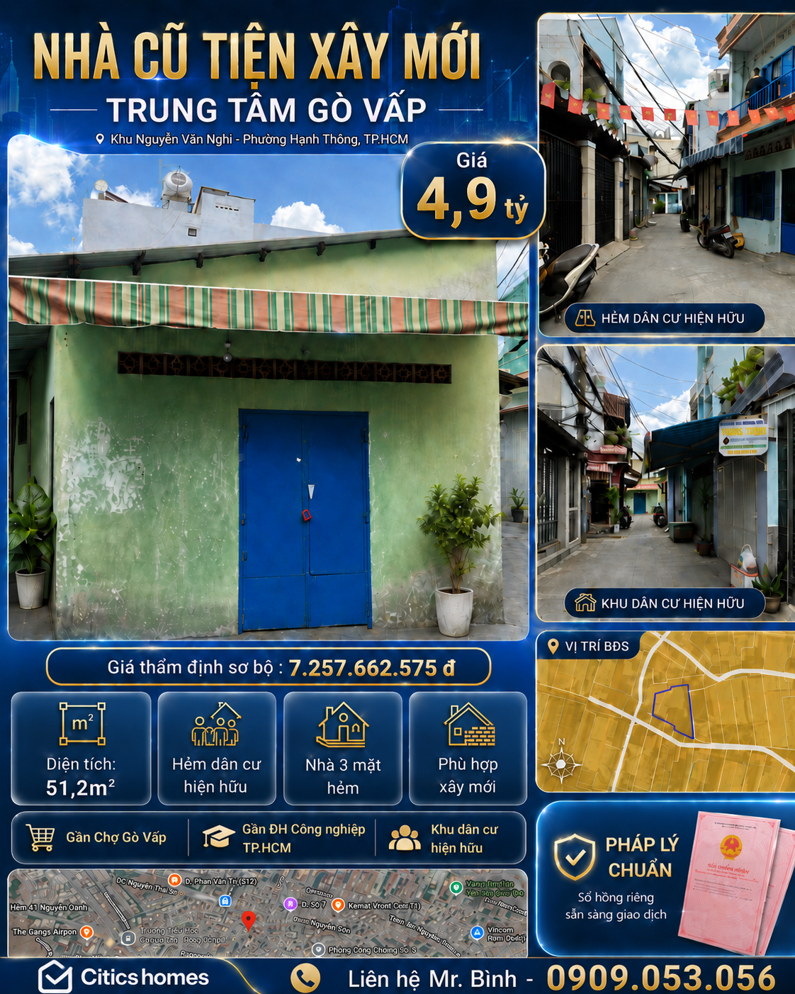🔥 BÁN NHÀ HẺM NGUYỄN VĂN NGHI – GÒ VẤP
💰 Giá chỉ 4,9 tỷ | 📐 Diện tích 51,2m² | 📄 Sổ hồng riêng