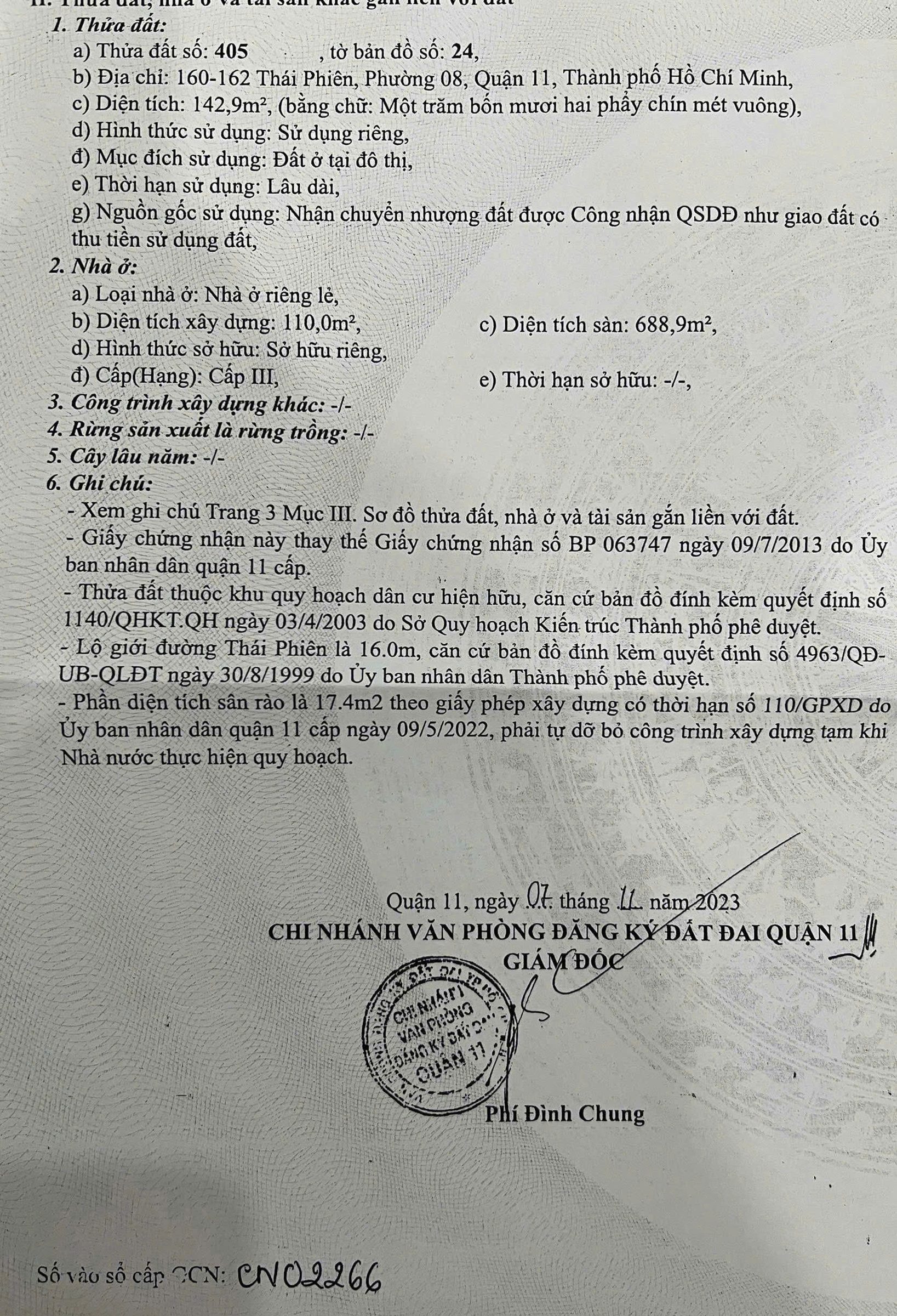Bán Nhà Mặt Tiền 160-162 Thái Phiên, Phường 8, Quận 11