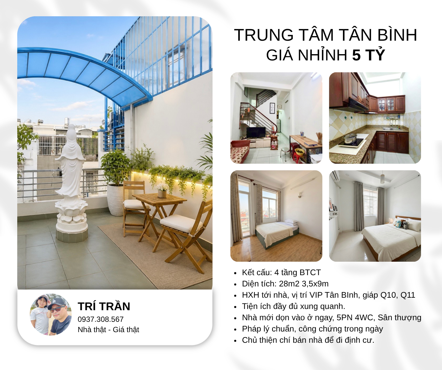 NHÀ ĐẸP VỊ TRÍ VIP TÂN BÌNH - HẺM XE HƠI TỚI TRƯỚC NHÀ - GIÁ CHỈ NHỈNH 5 TỶ