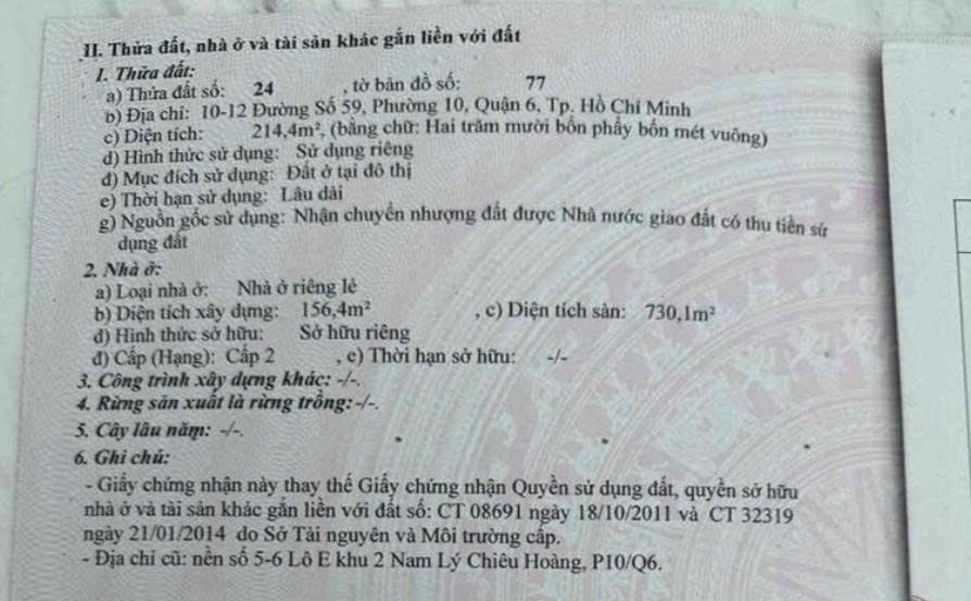 Bán Nhà Mặt Tiền 10-12 Đường số 59, Phường 10, Quận 6