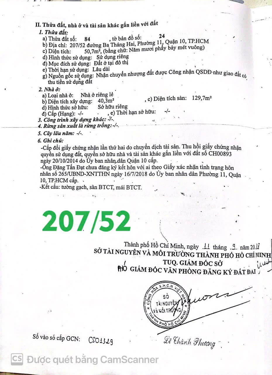 Bán Nhà Hẻm Xe Hơi 207/50-52 Đường 3 Tháng 2 ,P.11, Q.10