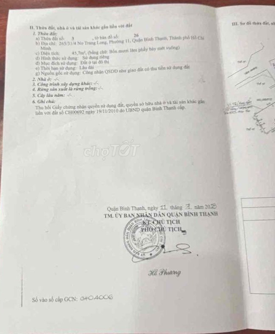 Nhà Đất 265/31/4 Nơ trang long phường 11 Quận Bình Thạnh