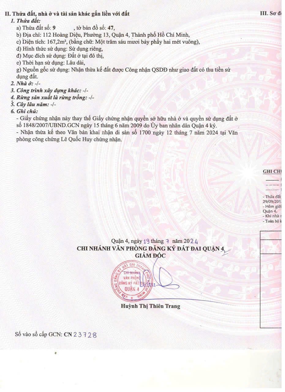 Chính Chủ Bán Nhà Mặt tiền 112 Hoàng Diệu – Giá 28 tỷ