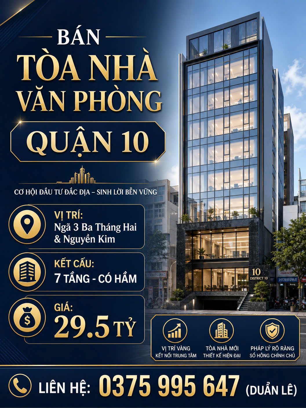 Chính chủ cần bán TÒA NHÀ VĂN PHÒNG TRUNG TÂM QUẬN 10 - MỚI FULL NỘI THẤT