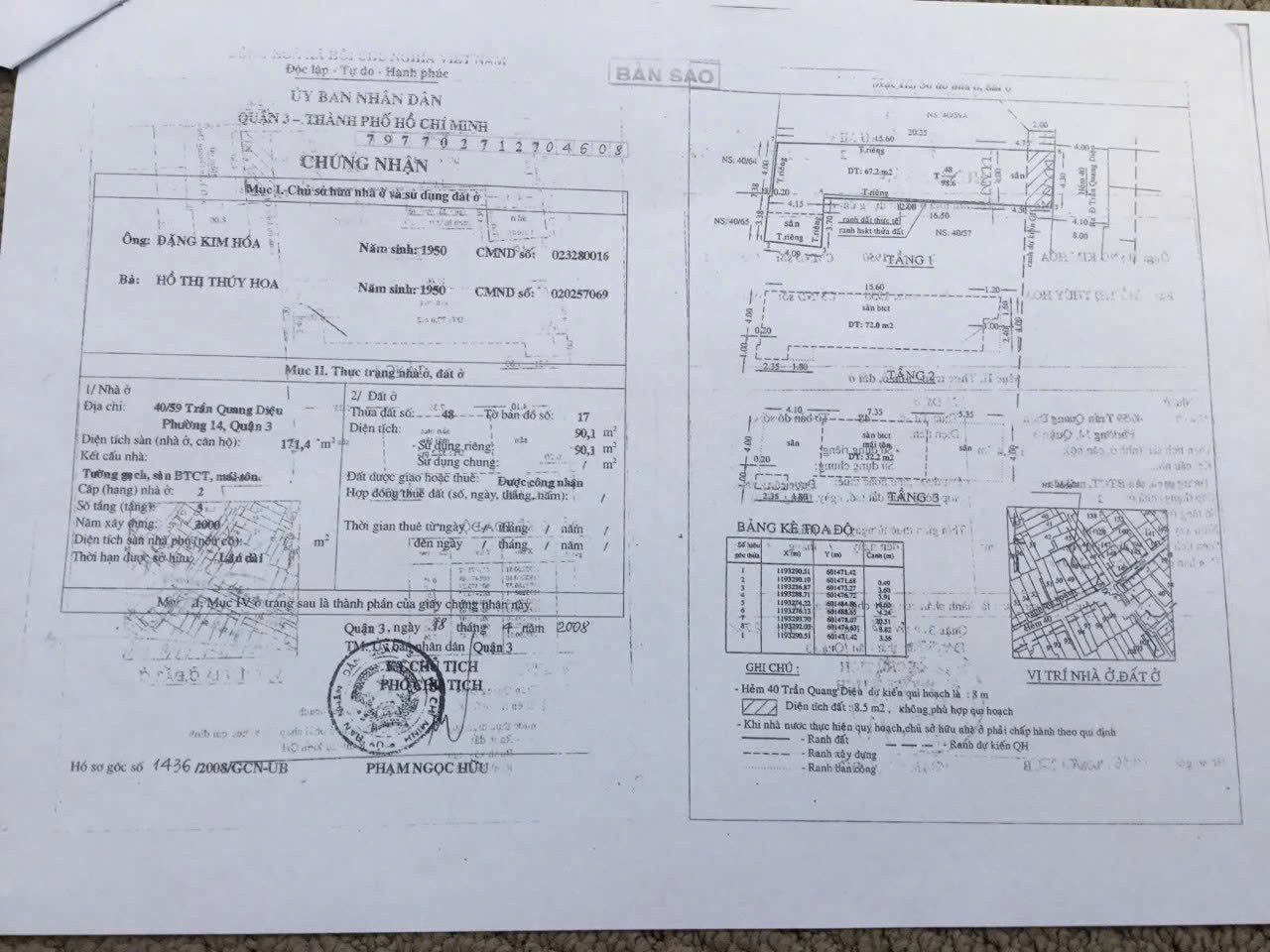 Chính Chủ Bán Nhà Hẻm 40/59 Trần Quang Diệu – Giá 15 tỷ