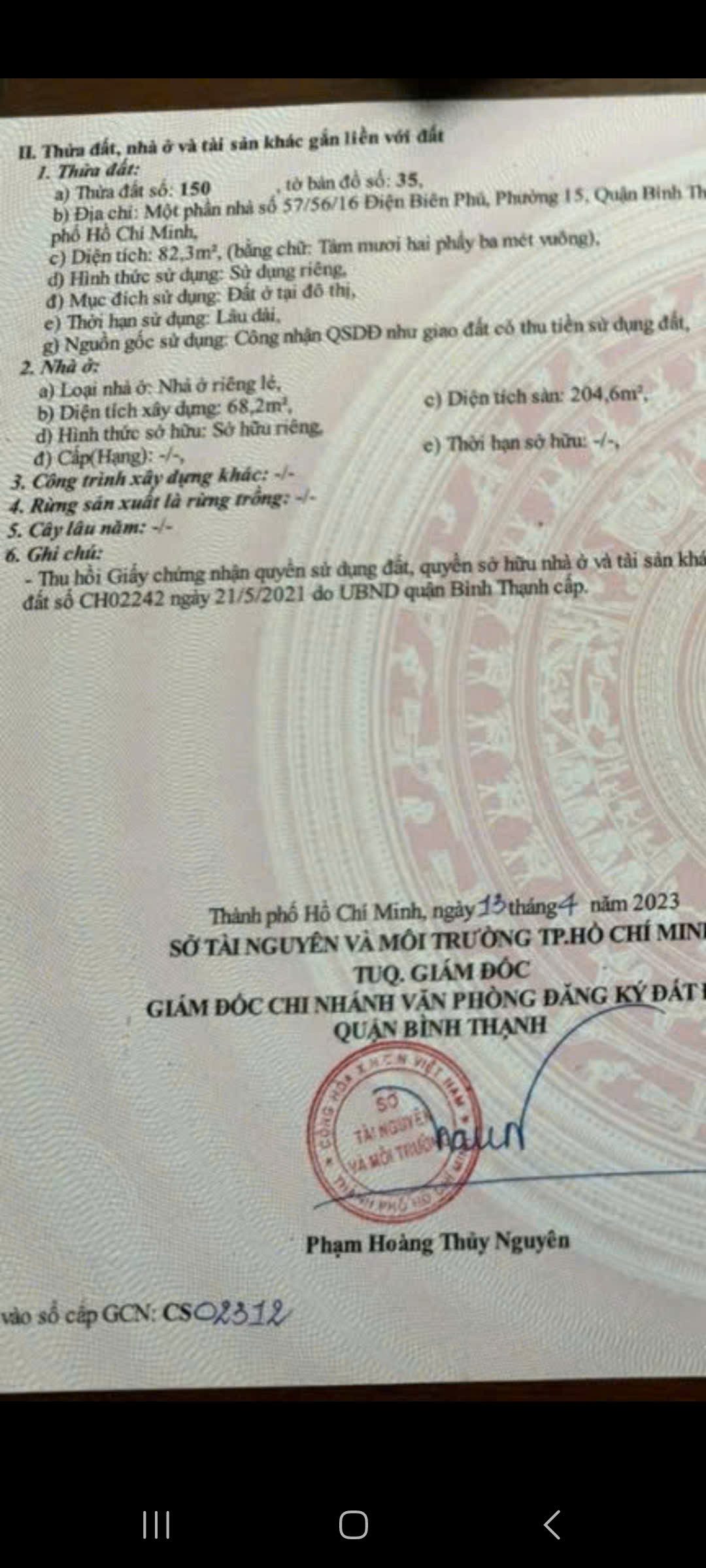 Chính Chủ Bán Nhà Hẻm 57/56/16 Điện Biên Phủ – Giá 11,6 tỷ
