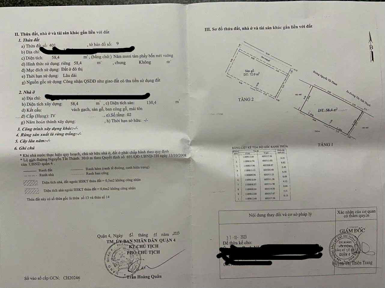 Bán nhà riêng chính chủ mặt tiền Nguyễn Tất Thành quận 4