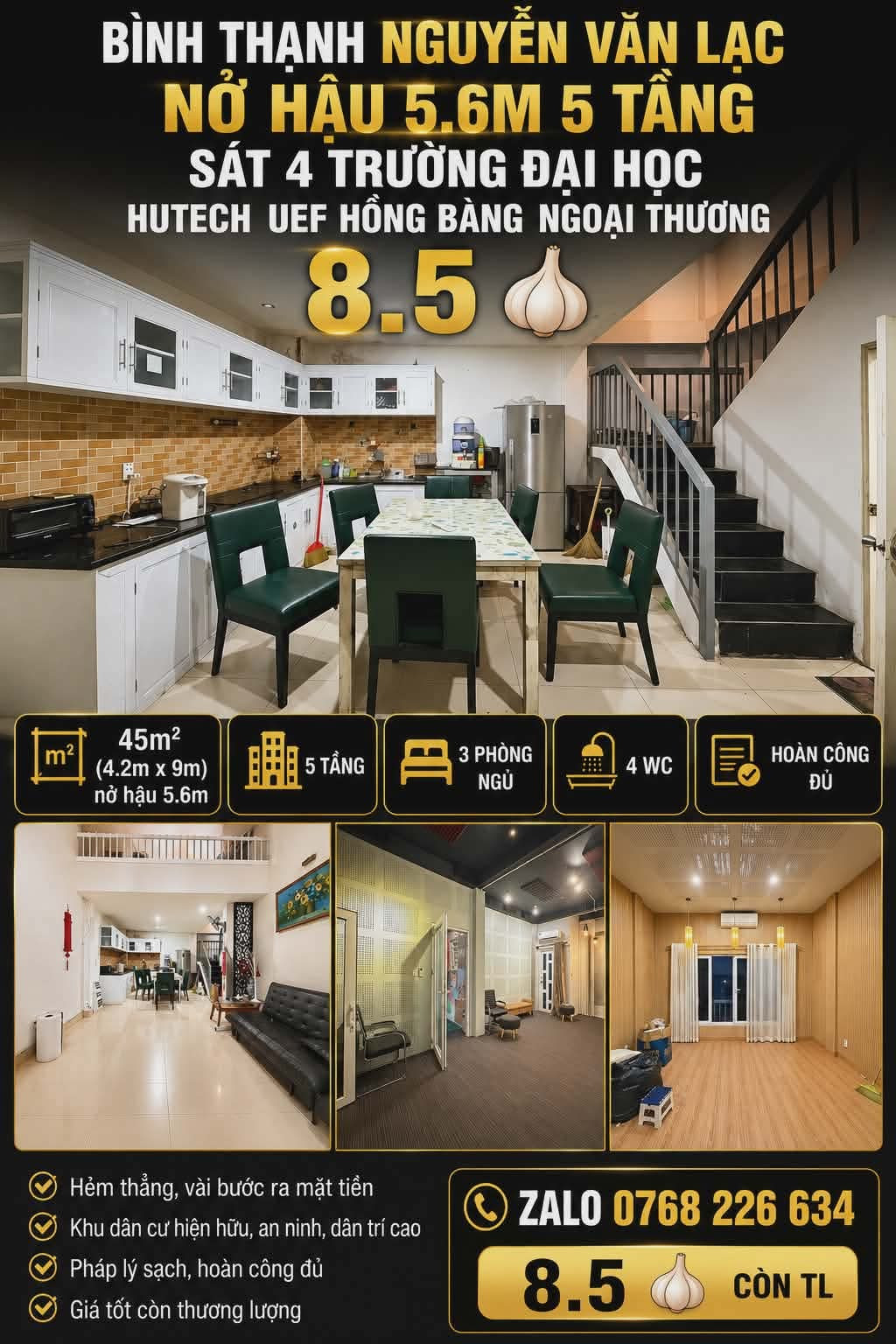 SÁT 4 ĐH HUTECH UEF HỒNG BÀNG NGOẠI THƯƠNG NGUYỄN VĂN LẠC P21 BÌNH THẠNH NỞ HẬU 5.6M 5T 💰8.5🧄