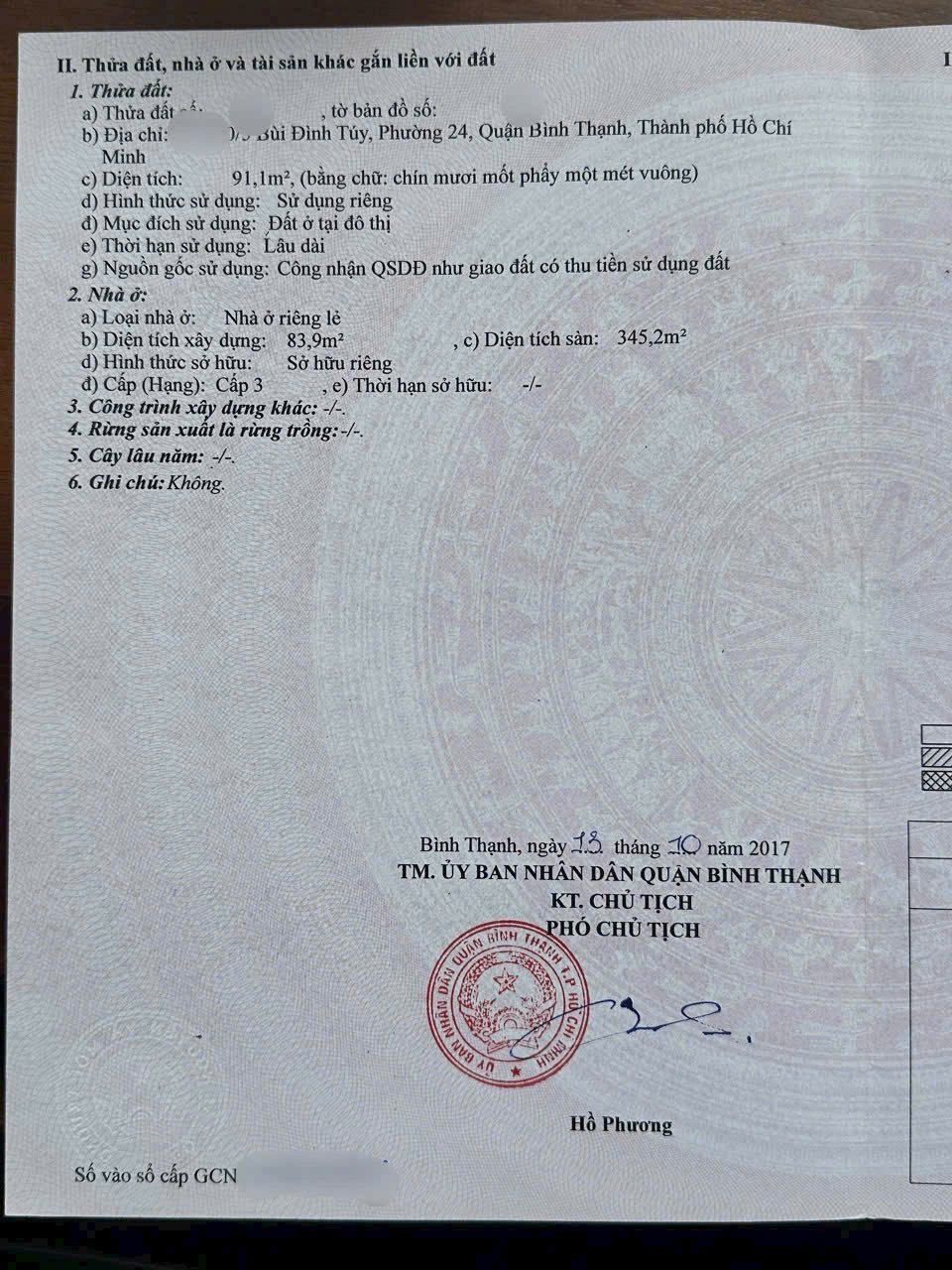 Chính Chủ Bán Nhà Hẻm 217/70/5 Bùi Đình Túy – Giá 16,9 tỷ