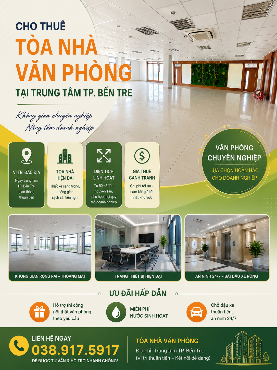Cho thuê mặt bằng tòa nhà văn phòng có độ nhận diện cao tại Phường 7
