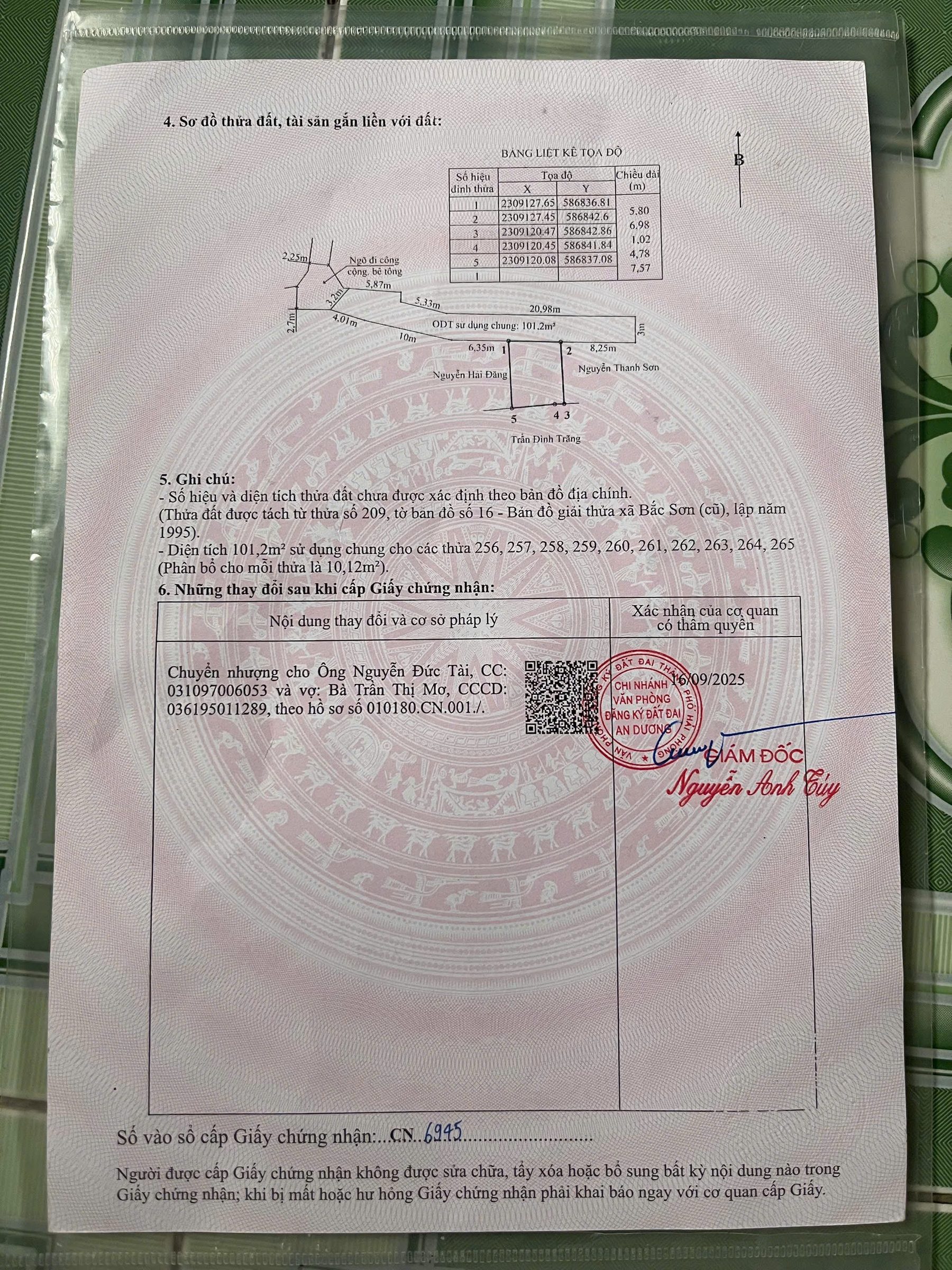 04/2026.Bán đất 42.m² full thổ cư ngang 5,8m giá 1.09 tỷ tại Phường An Dương. Bắc Sơn. liên hệ 0362558882
