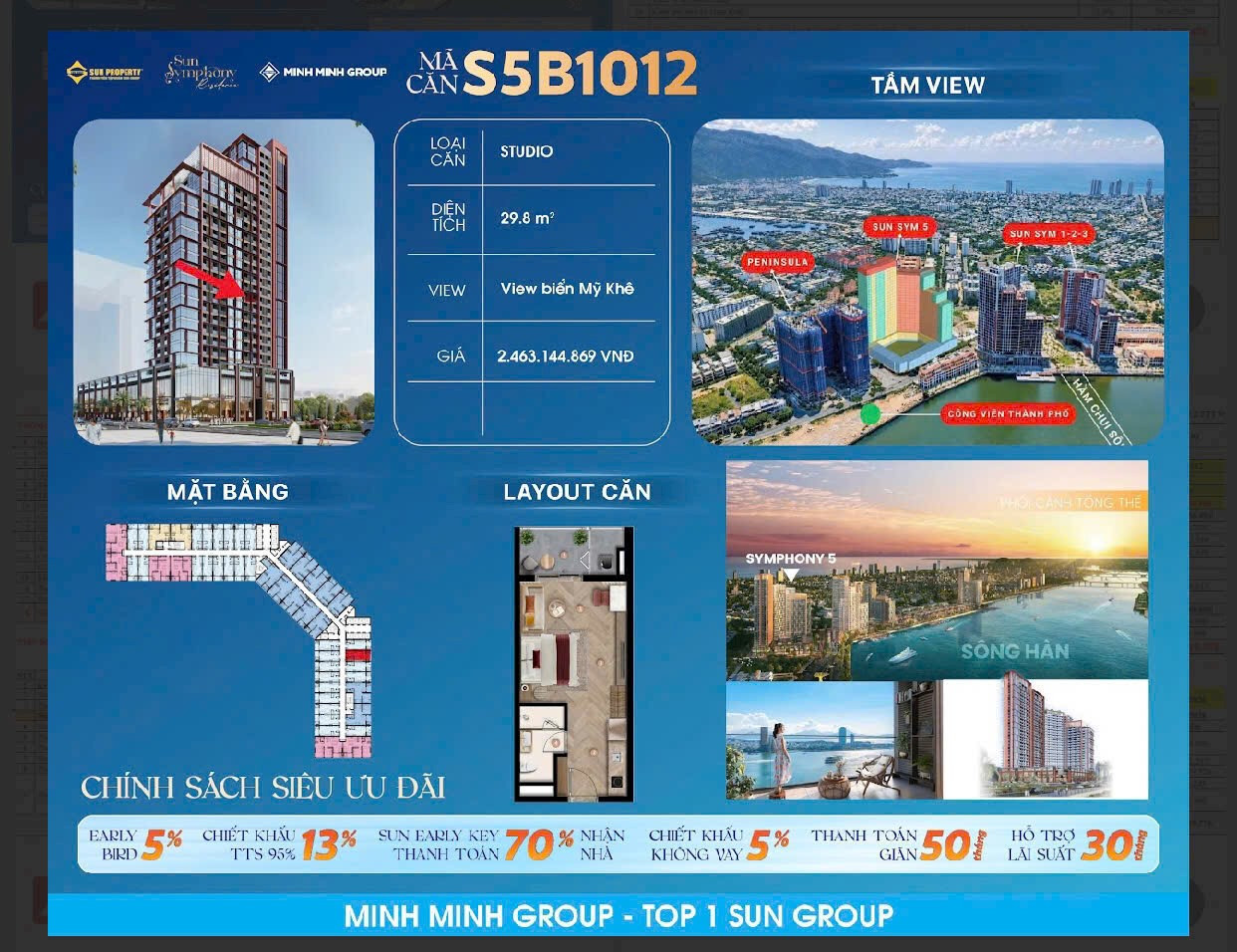 🔥 CHỈ ĐẦU TƯ 1 TỶ 890 TRIỆU – SỞ HỮU NGAY STUDIO HẠNG SANG TẠI TỔ HỢP SYMPHONY HÀN GIANG 🔥