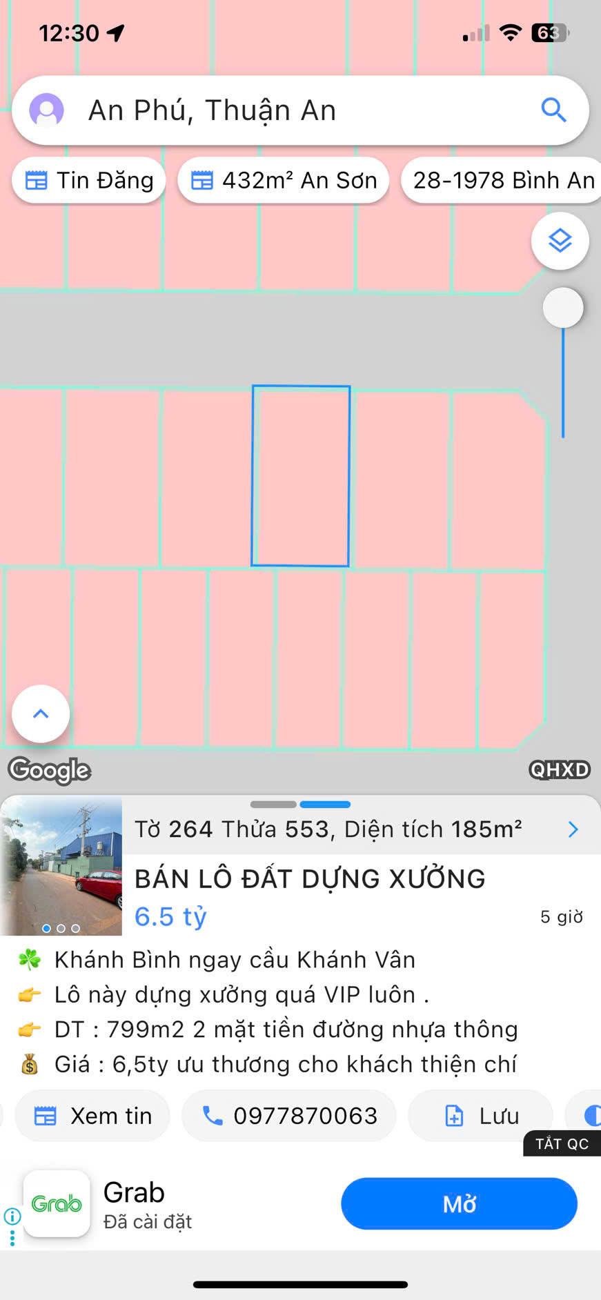 Bán đất 186.1m² giá 6.5 tỷ Phường An Phú
